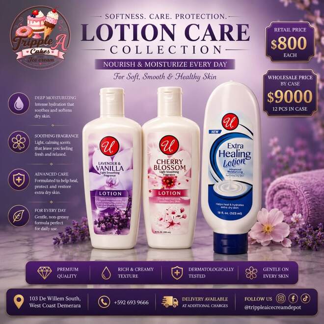 Lotion Care Collection — Lavender & Vanilla, Cherry Blossom, Extra Healing